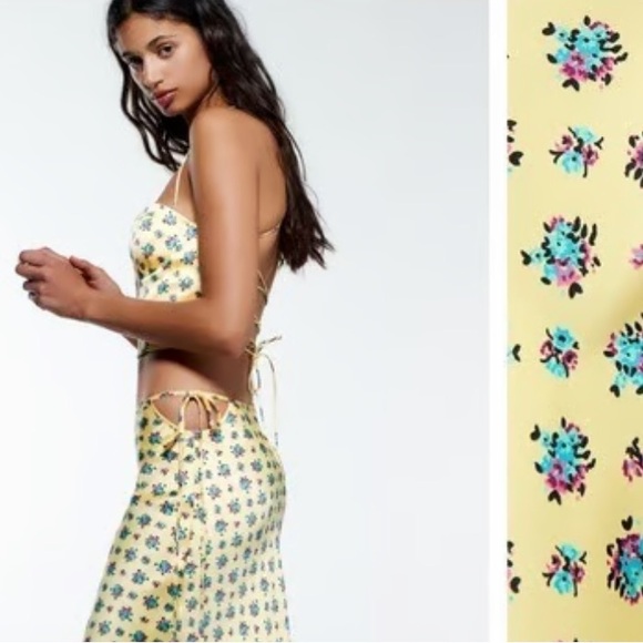 Zara Yellow Floral Crop Top bustier - Picture 3 of 13